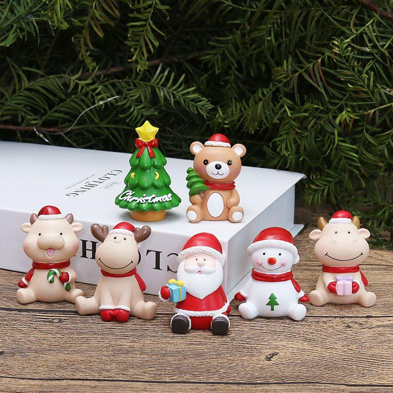 Hand-painted Resin Christmas Decoration Santa Claus Elk Animal Party Supplies