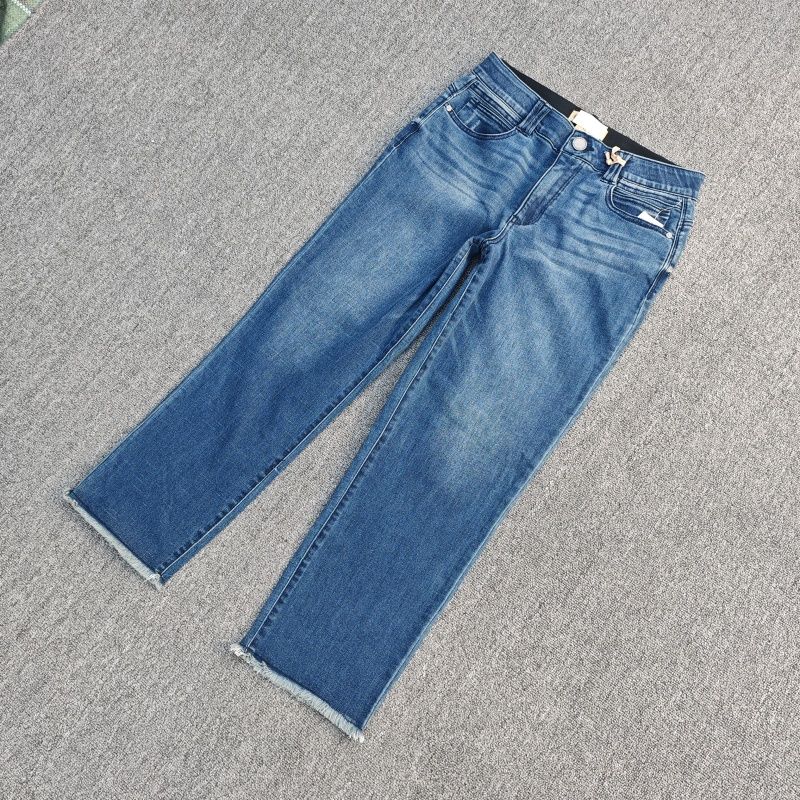 

Spring and Autumn Washing Water Faded Elastic Straight Pull Hair Jeans Plus size Cat Whisker Pattern Buttock Lifting Burr Chubby Girl Pants women Dark blue 12