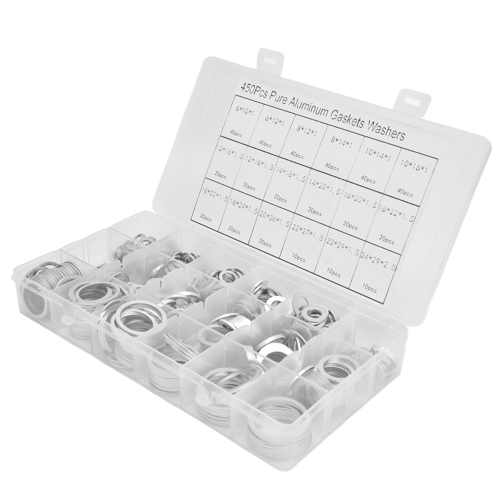 

450 шт. Алюминиевая шайба Набор круглых плоских прокладок Уплотнительный комплект обычных масляных уплотнений Аппаратные аксессуары