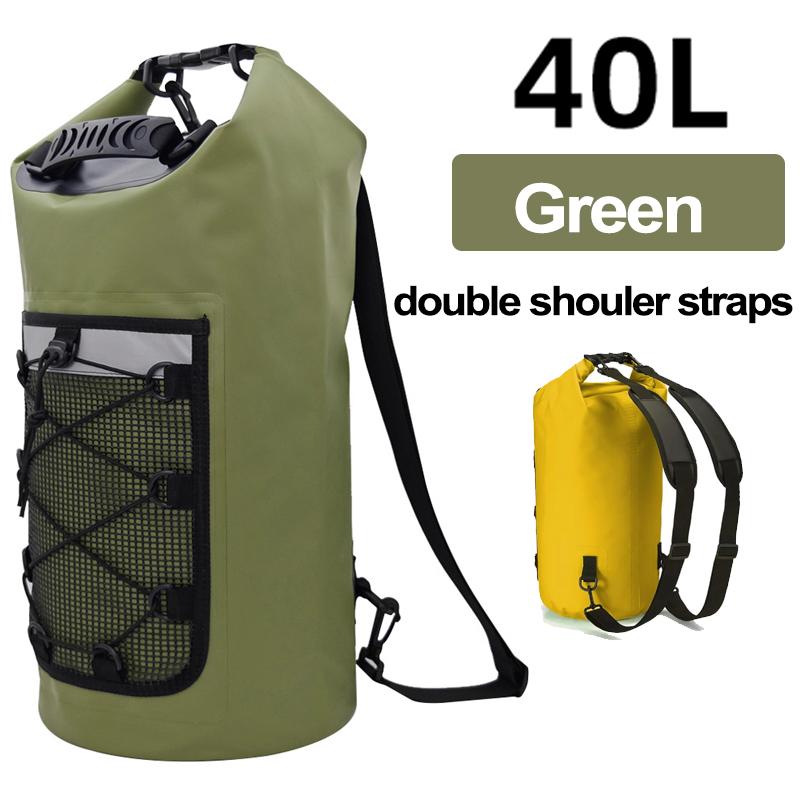 BEPAN 40L Floating Dry Bag for Kayaking Swimming Beach Waterproof Water Sports Rafting Boating Backpack Mesh Kayak Roll Top Travel Bag