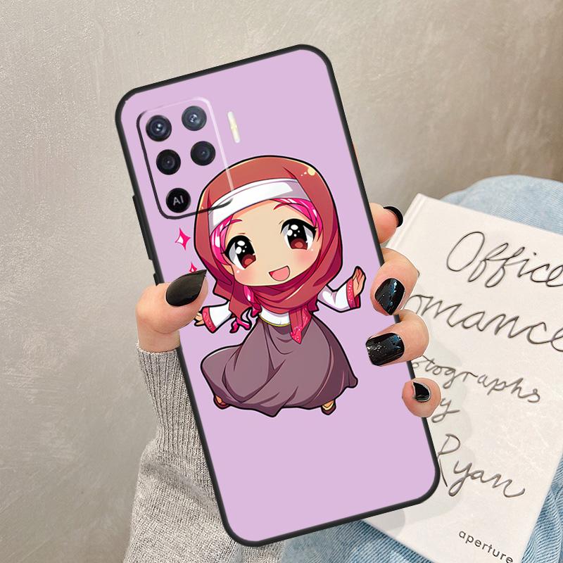 Muslim Arabic Hijab Girl Case For Oppo A78 A98 A18 A38 A58 A60 A80 A40 A77 A57 A17 A74 A54 A94 A96 A76 A16 A15 A5 Pro