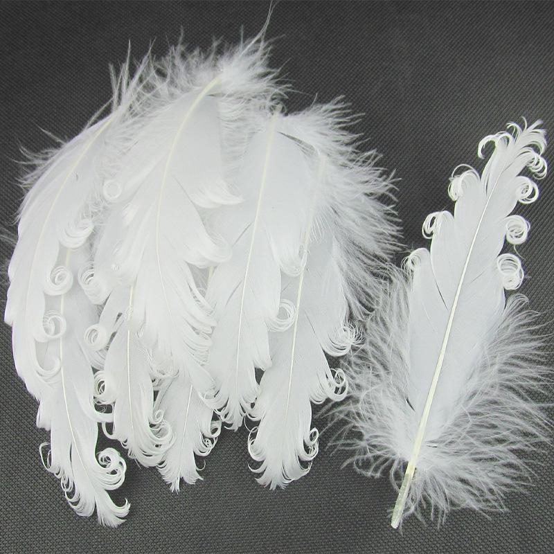 DIY Handmade White Large Curly Feather Accessories for Hats, Clothing, and Bags