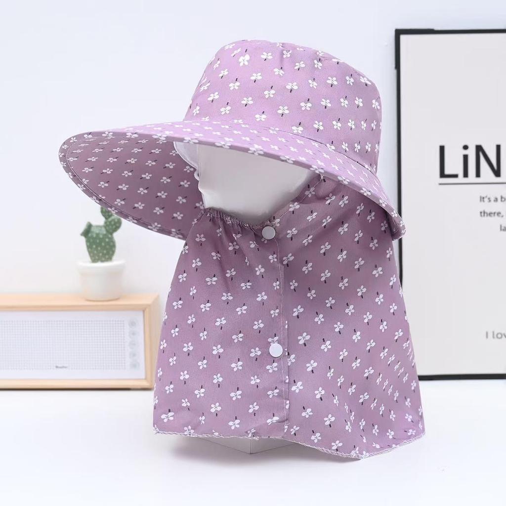 Women's Sun Protection Wide Brim Hat with Face Mask - UV Protection for Summer Activities