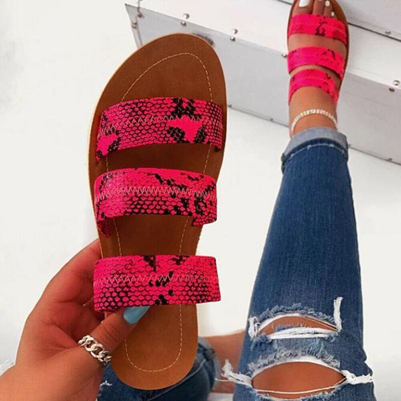 Stylish Women's Snakeskin Slippers Casual Flats Sandals Perfect For Summer Days