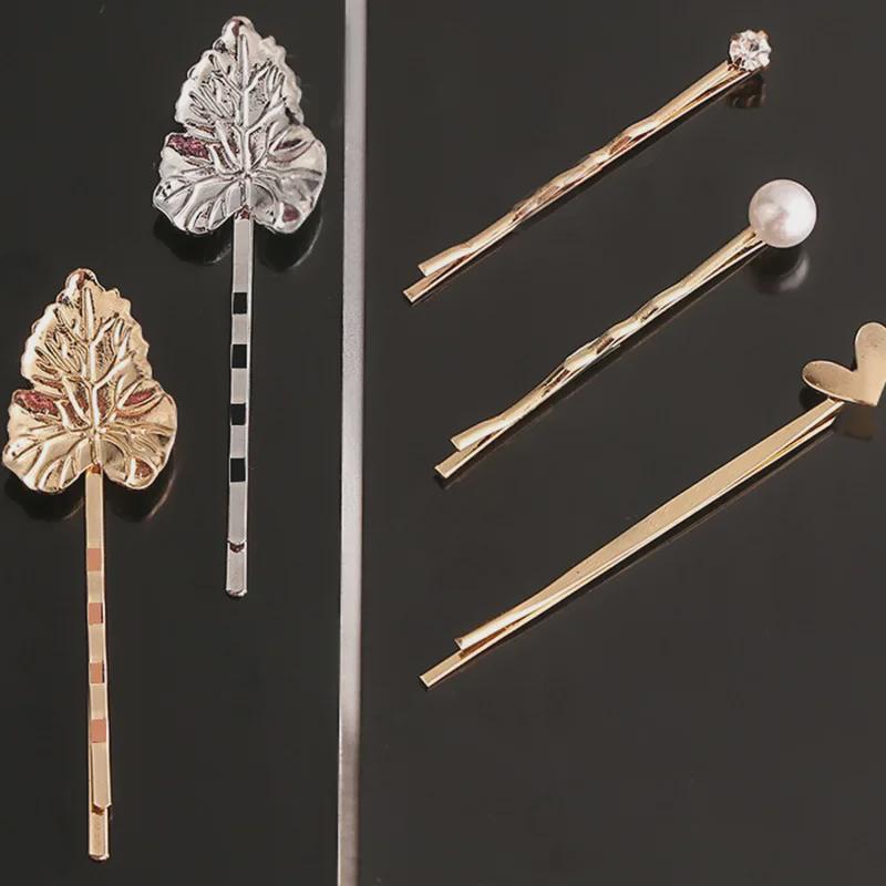 Nouveau Set d'Épingles à Cheveux Géométriques Dorées Coréennes - Accessoires pour Cheveux en Métal Faits Main DIY