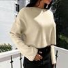 High Waist Contrasting Color Knitted Sweater Women's Early Autumn New Loose Short Pullover Sweater