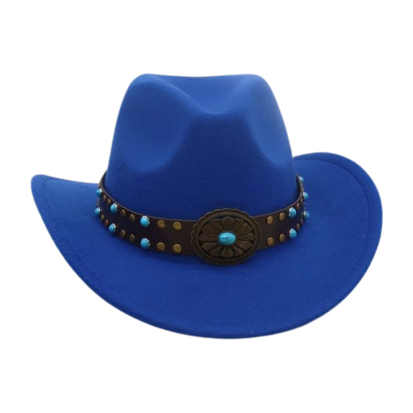

Boys And Girls Retro Warped Edge Western Cowboy Hat Jazz Hat Ethnic Style Tibetan Top Hat kids [52-54cm]