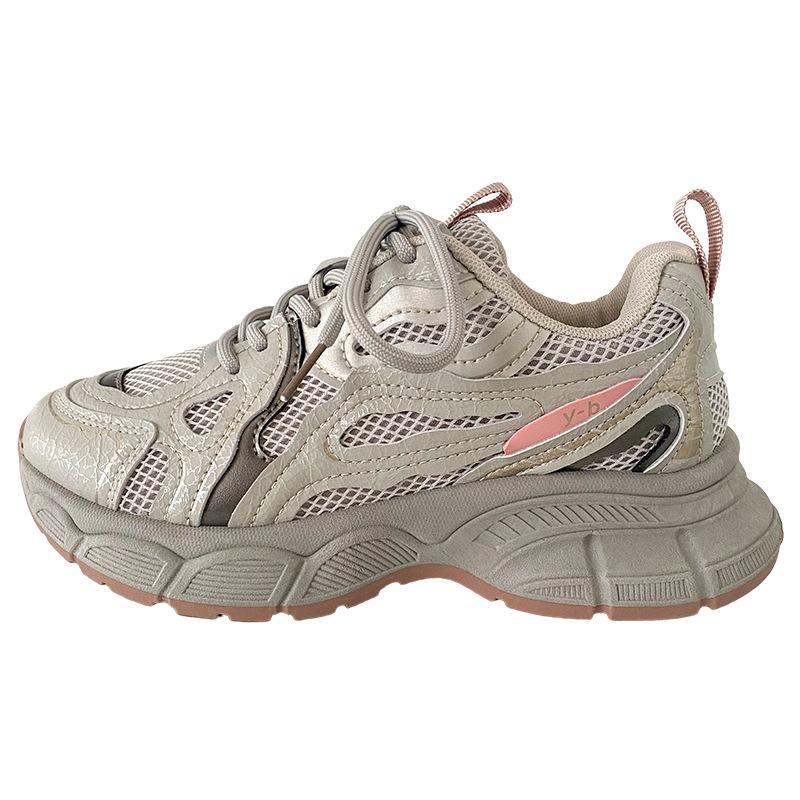 

F2422 latex insole/breathable mesh dad shoes women s shoes lightweight 2025 spring new Hong Kong style sports and leisure shoes 40