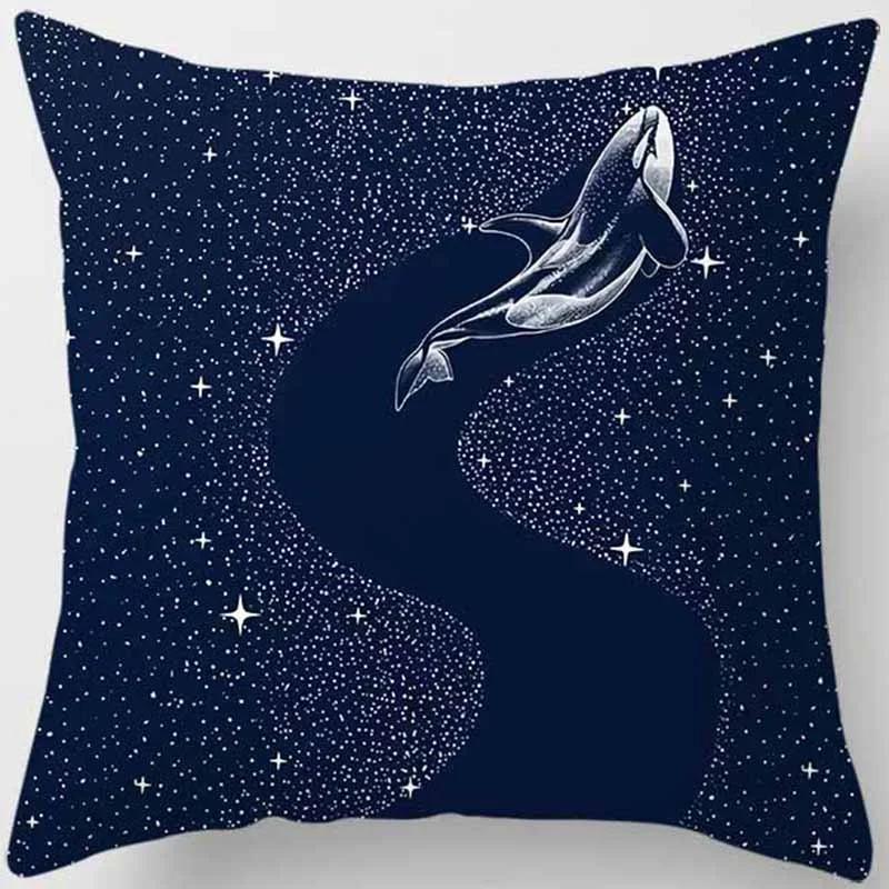 Blau tonbedruckter quadratischer Kissenbezug, Heimdekoration, Sofakissenbezug für Auto 60X60CM Kissenbezug