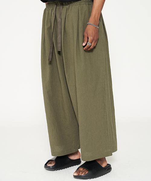 TENER Linen Baggy Wide Pants Khaki