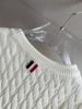 Men's European-Style Cable Knit Sweater with Four-Bar Stripes - Trendy Autumn/Winter Round Neck Pullover