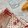 Milky Fufu Gentle Polka Dot Panties: Women's High Cut Bow Ruffle Lace-Edged Seamless Thong
