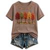 Women's Maple Leaf Print Short Sleeve T-Shirt for Fall