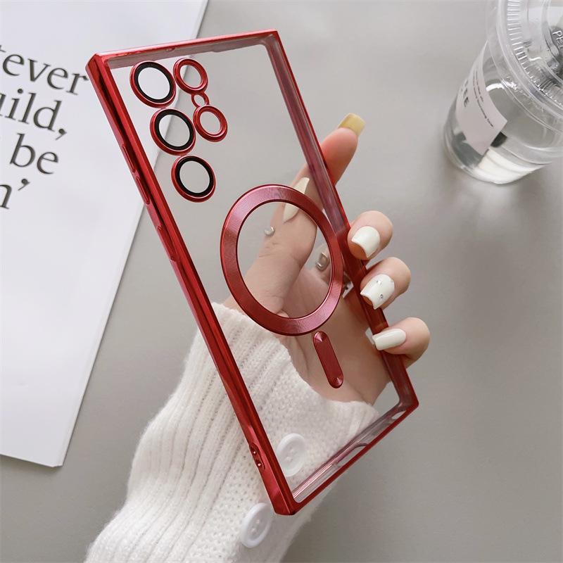 Transparent Plating For Case For Samsung Galaxy S22 S23 S21 Ultra Plus Wireless Charge Silicone Clear Cover Cases