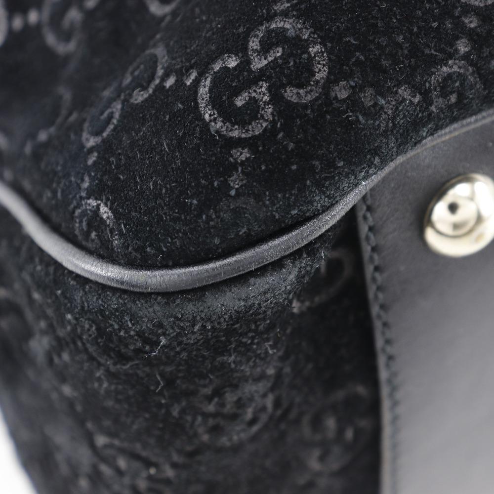 GUCCI GG Shelly line Tote Bag 162160 black Suede unisex Used