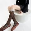 Japanese- Retro Lace-trimmed, Hollowed-out Diamond-shaped Checkered Knee-high Socks For Women's Summer, Thin And Beautiful Leg Socks For The Calves.
