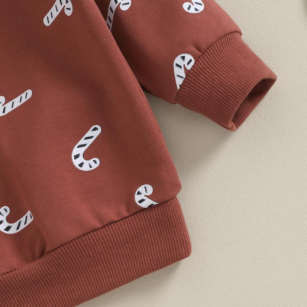 Christmas Baby Boys Girls Clothes Set Candy Cane Print Sweatshirt+Pants 2pcs Suit Kids Casual Outfits