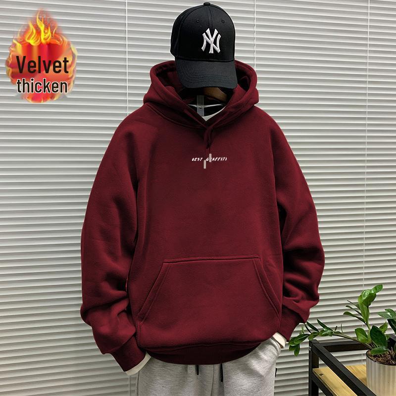 Herbst/Winter Neu Herren Amerikanischer Stil Kapuzenpullover Hoodie mit Samtfutter