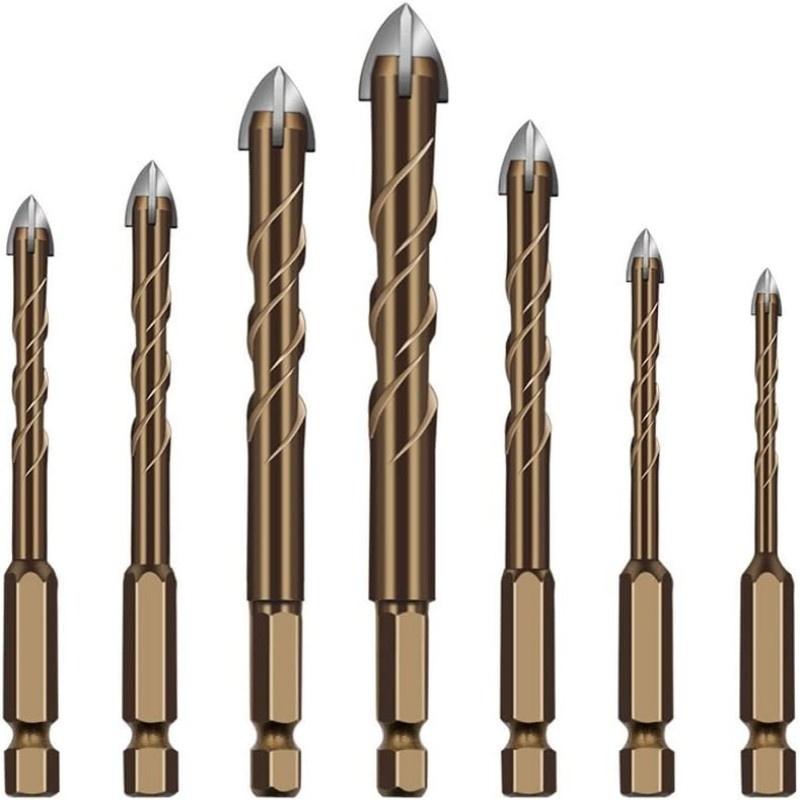 Masonry Concrete Drill Bits For Glass Ceramic Tile Brick Plastic Wood Mason Hard Alloy Wall Hole Opener Hex Shank 5mm To 12mm