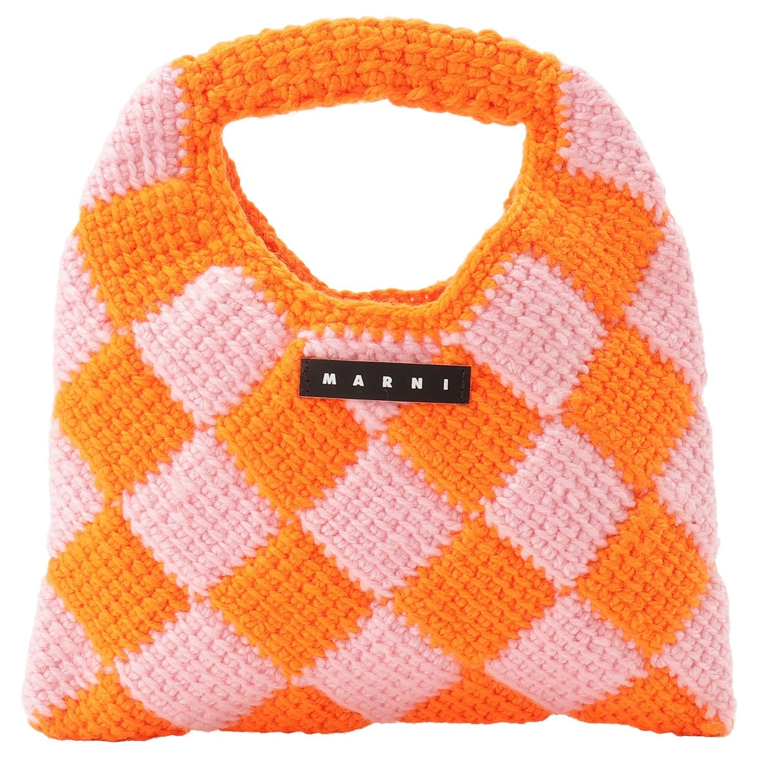 Marni Kids Diamond Crochet Handbag, OrangePink, MARNI KIDS MW84F DIAMOND CROCHET M00995 M00RP, Adult Size. [Used]