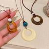Vintage geometric ring pendant necklace women's long sweater chain popular accessories
