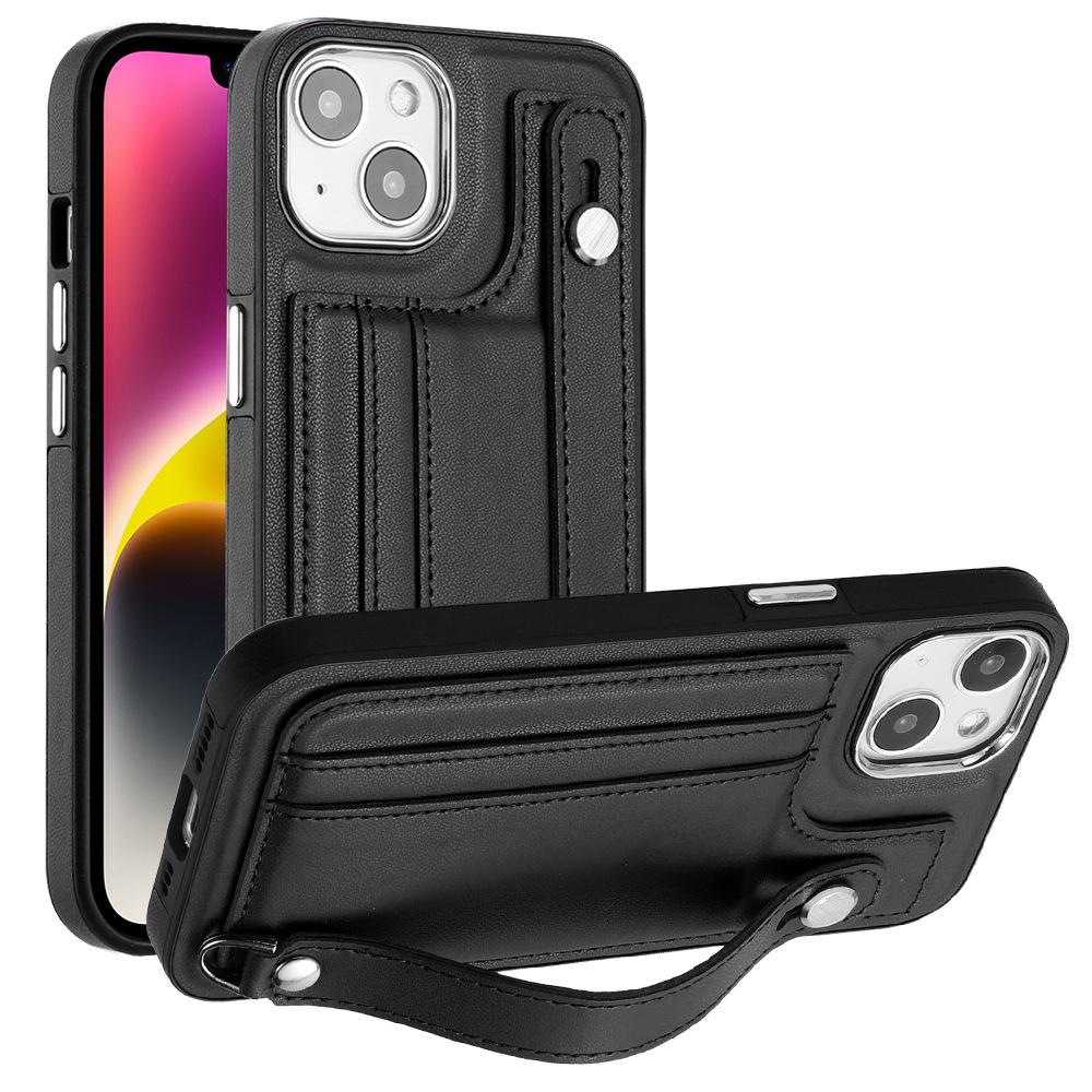 Leather Wrist Strap Phone Case for IPhone 14 13 12 11 Pro Max XS X XR SE   7 8 Plus with Card Holder Protecting Cover