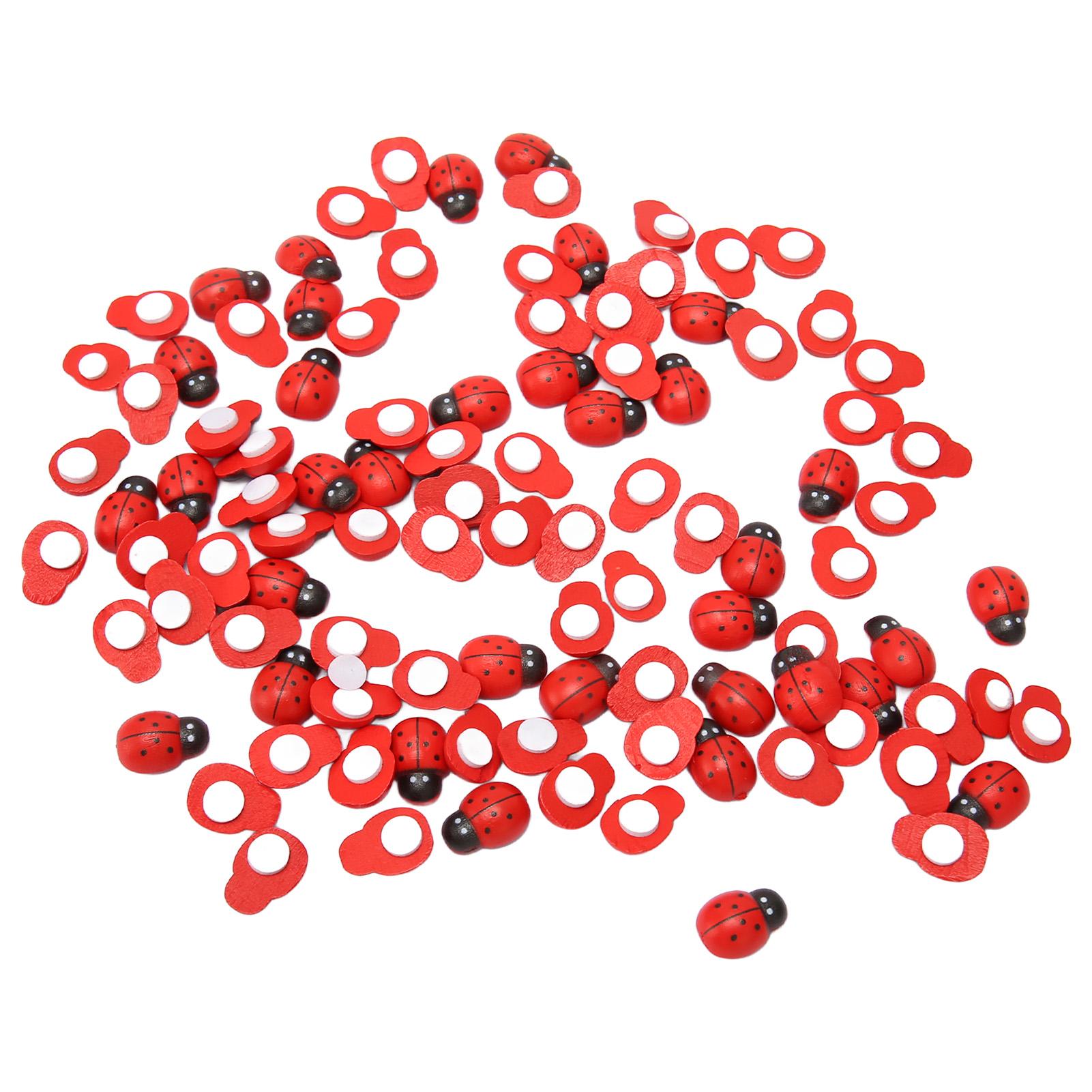 

100 шт. Деревянные наклейки божьи коровки самоклеящиеся DIY мини-наклейки в форме божьей коровки для декора стен дома