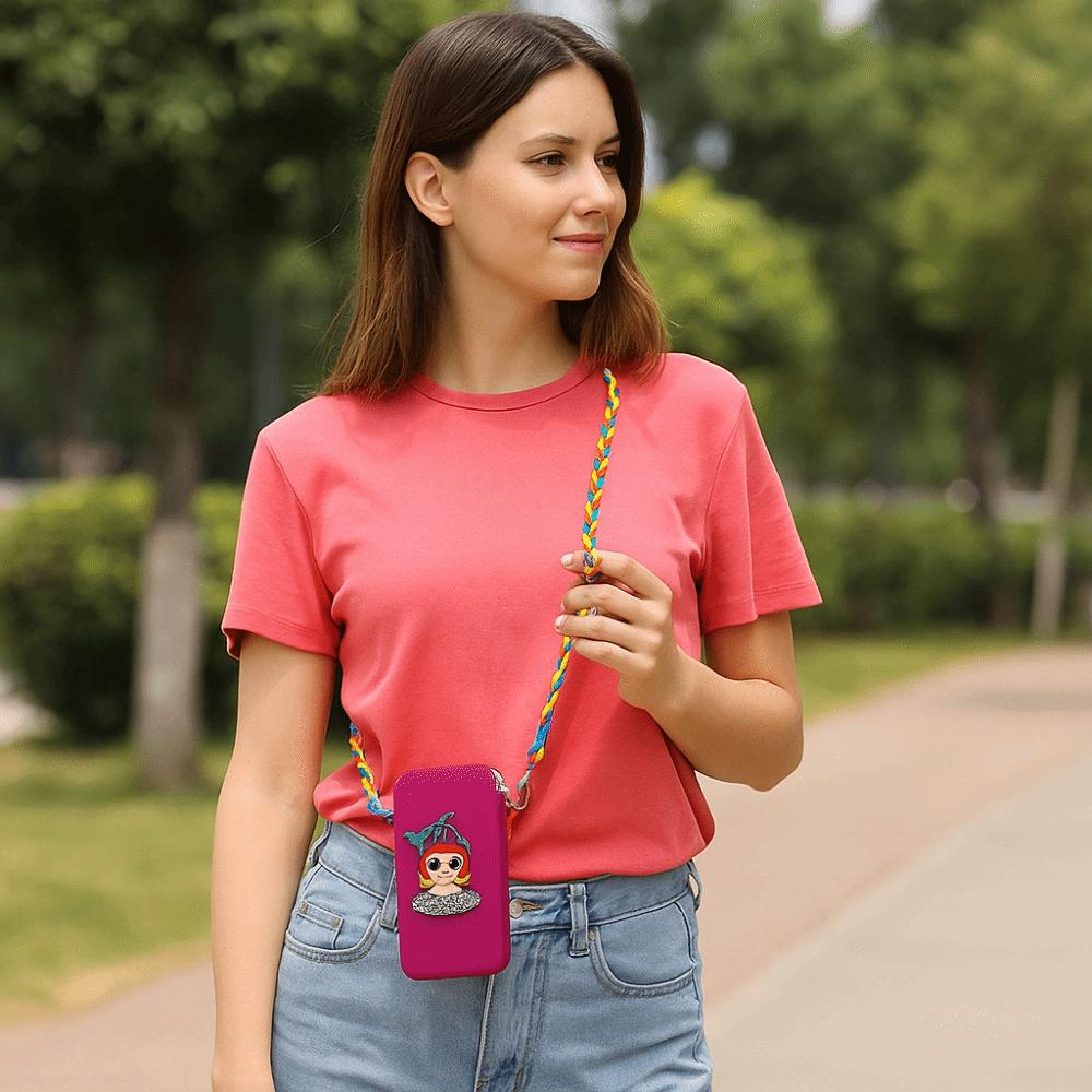 

Large Capacity Mobile Phone Bag Anti-lost Makeup Storage Bag Silicone Crossbody Bag Lipstick рожевий червоний колір