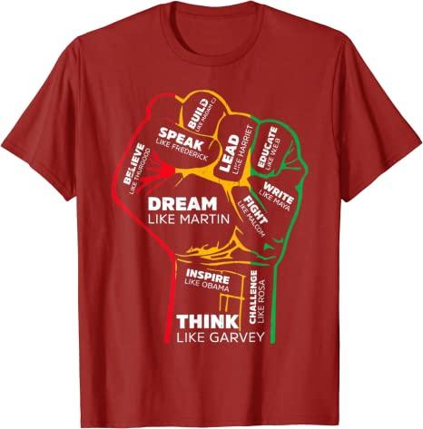 Inspiring Black Leaders Power Fist Hand Black History Month TShirt Cool Present for Women Unisex African Americans Graphic Tee Top S
