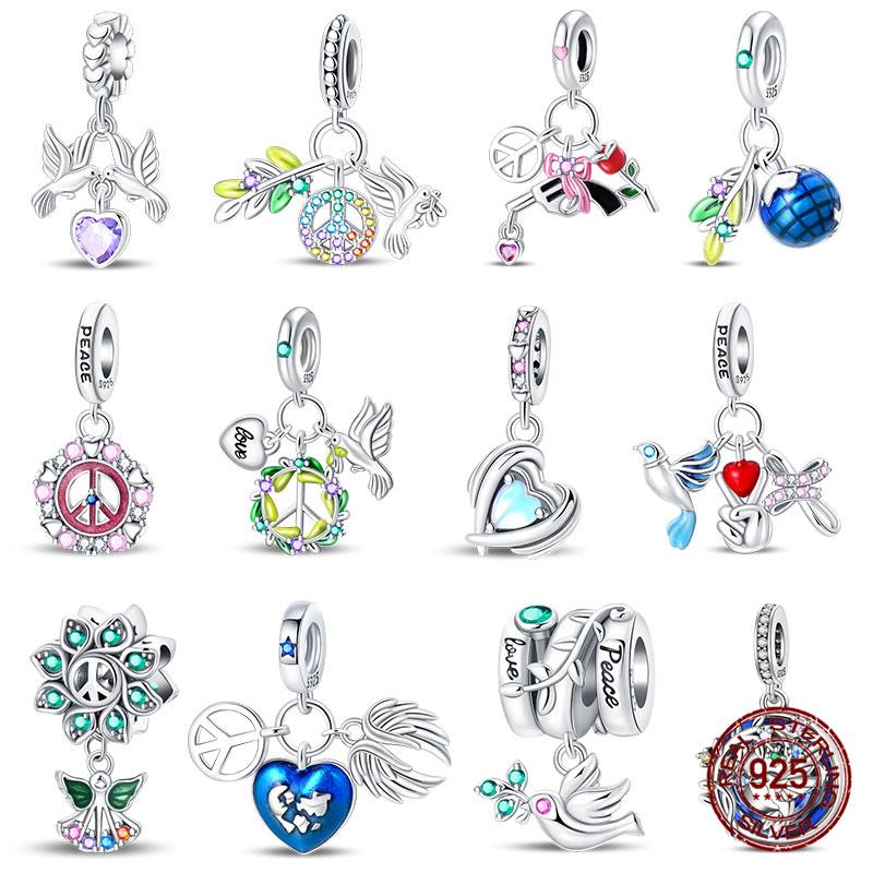100% 925 Silver Wish For Peace Book Beads World Peace Charms Fit Original 925 Bracelet DIY Jewelry Making Women Gift