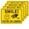 4pcs Smile Your On Camera Metal Sign, Video Surveillance Signs Outdoor, Yard,Property, Business Security Camera Aluminum Sign