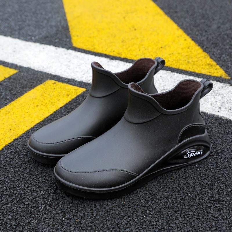 Rain Shoes Women's Lightweight Overshoes Fleece Wear-resistant Rubber Shoes Low-top Fashion Outer Wear Short Rain Boots Non-slip Water Shoes Fashion