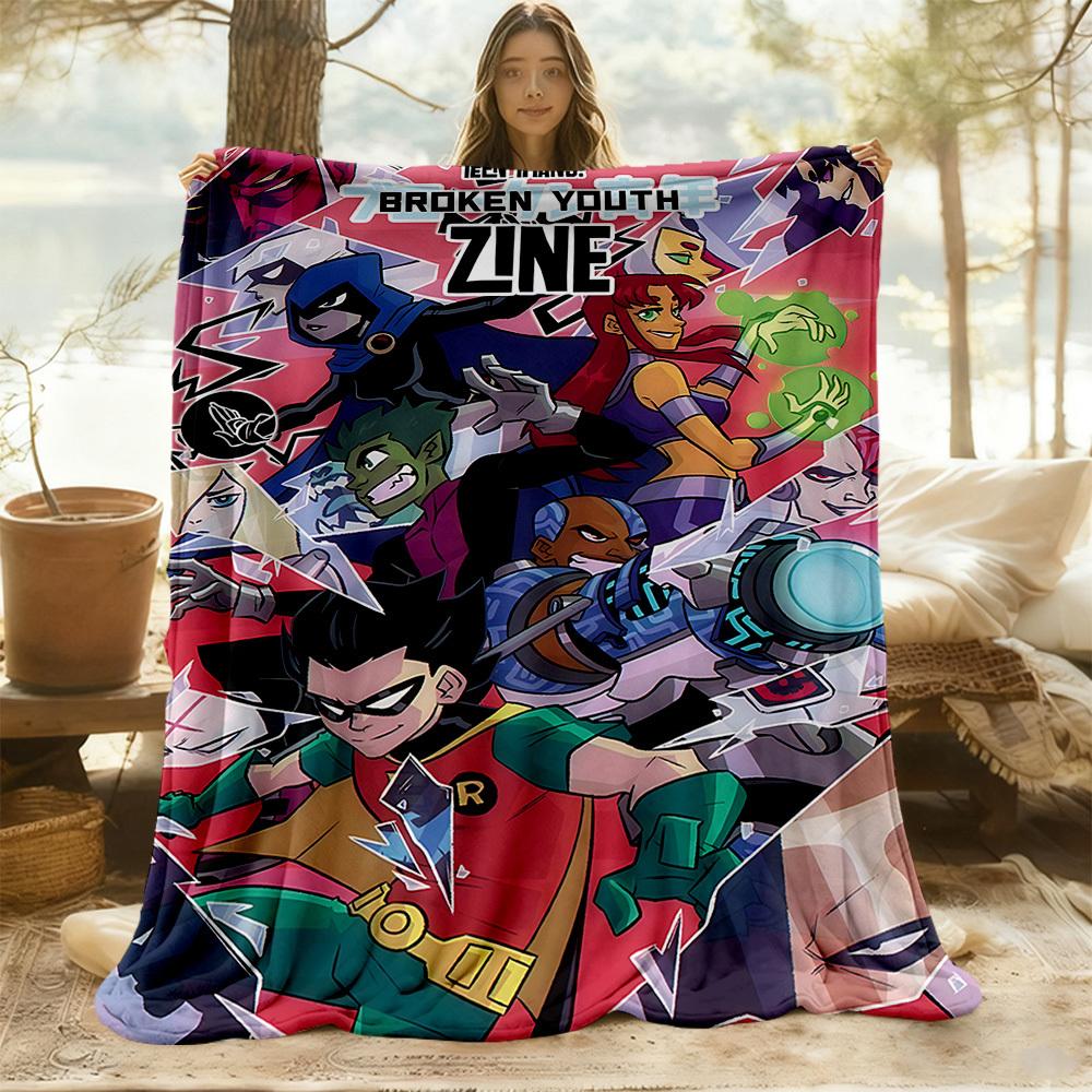 1PC Teen Titans, Zine Outdoor Blanket Lightweight Flannel, Soft & Warm, All-Season Use for Sofa, Outdoor, Camping, Living Room, Office14