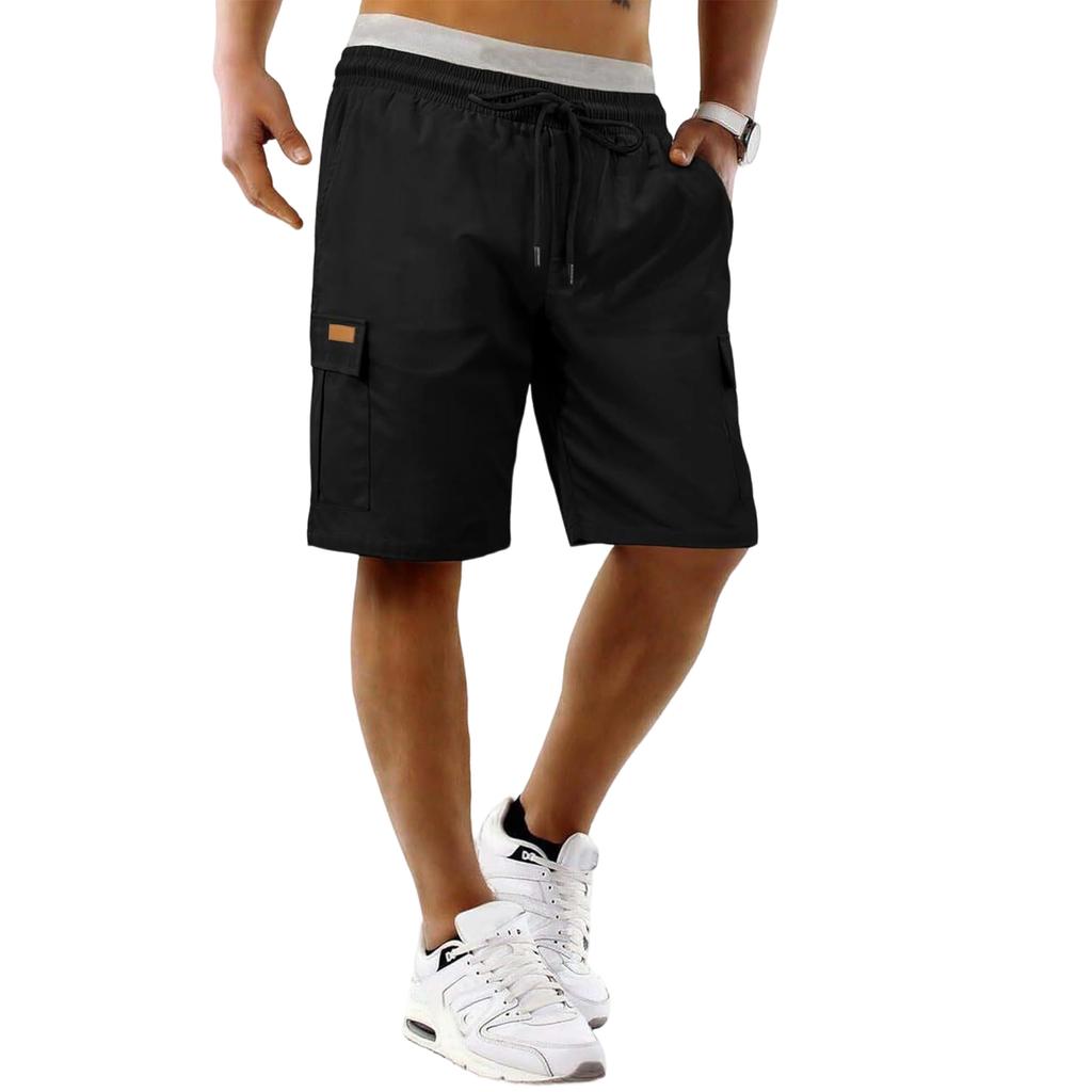 Mens Lightweight Cargo Shorts With Elastic Waistband Drawstring And Multiple Pockets For Daily Wear And Outdoor Activities