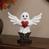 Decorative Sculpture for Office Angel Ghost Statue Smiling Holding Heart Figurine Cute Romantic Valentine Day Gift Halloween Valentine's Home Table
