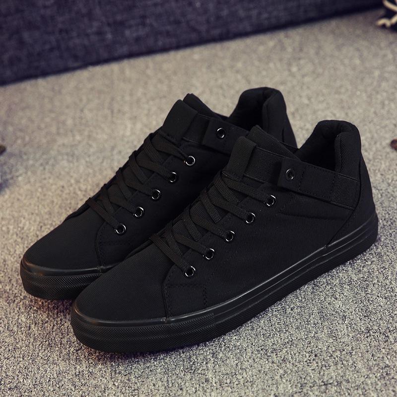 

Customized student sneakers, sports meeting, white shoes, men s all-black lazy shoes, skateboard, Ryan canvas shoes style 45 чорний