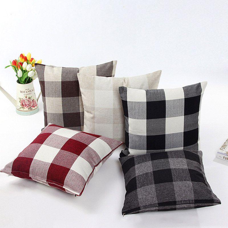 Lattice Cotton Linen Throw Pillow Case Cushion Cover With Premium Quality Material