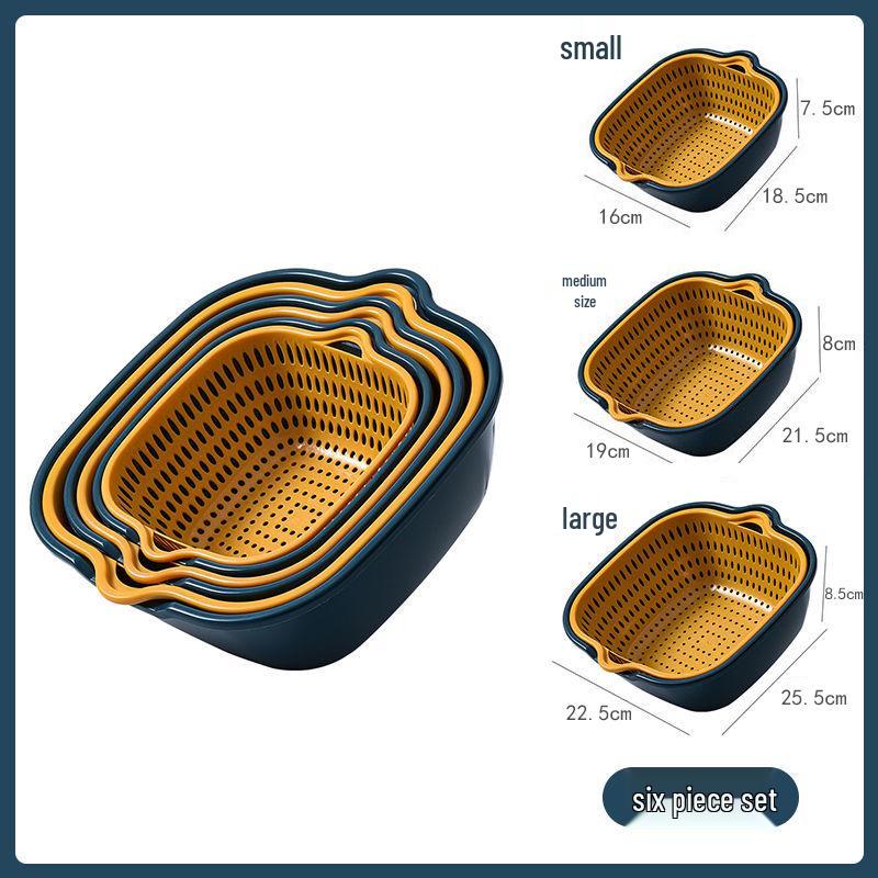 Multifunctional Double-Layer Basin & Drain Basket Set for Fruits and Vegetables