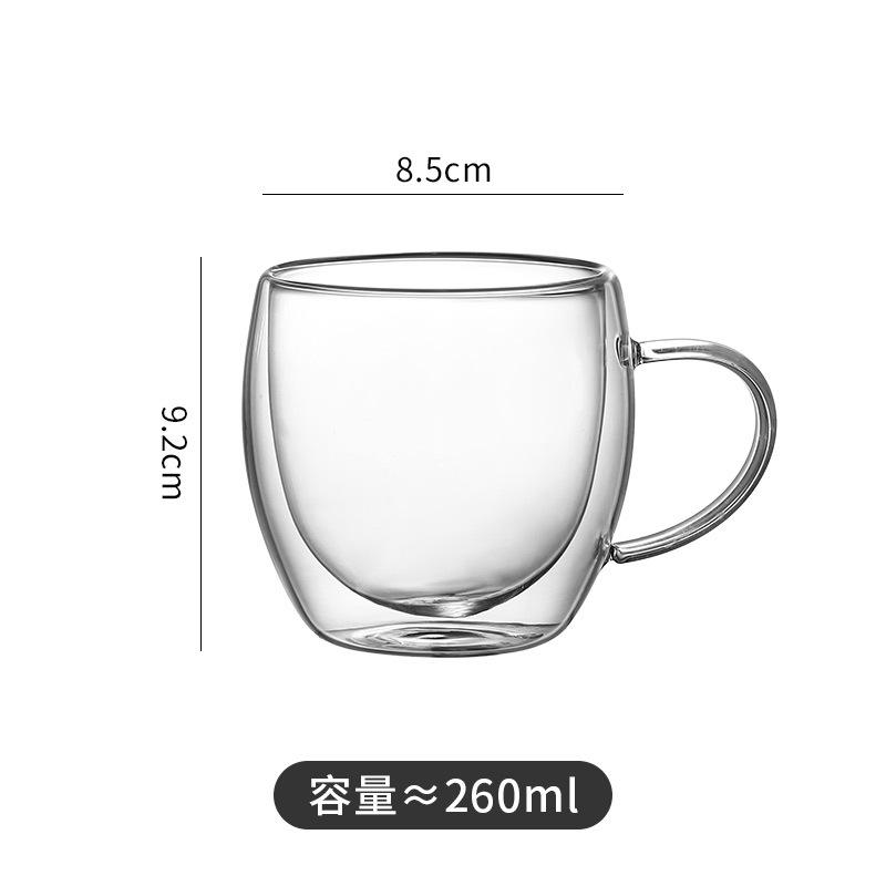 Glass cup egg shaped striped double-layer glass cup high borosilicate coffee cup transparent insulated double-layer glass cup