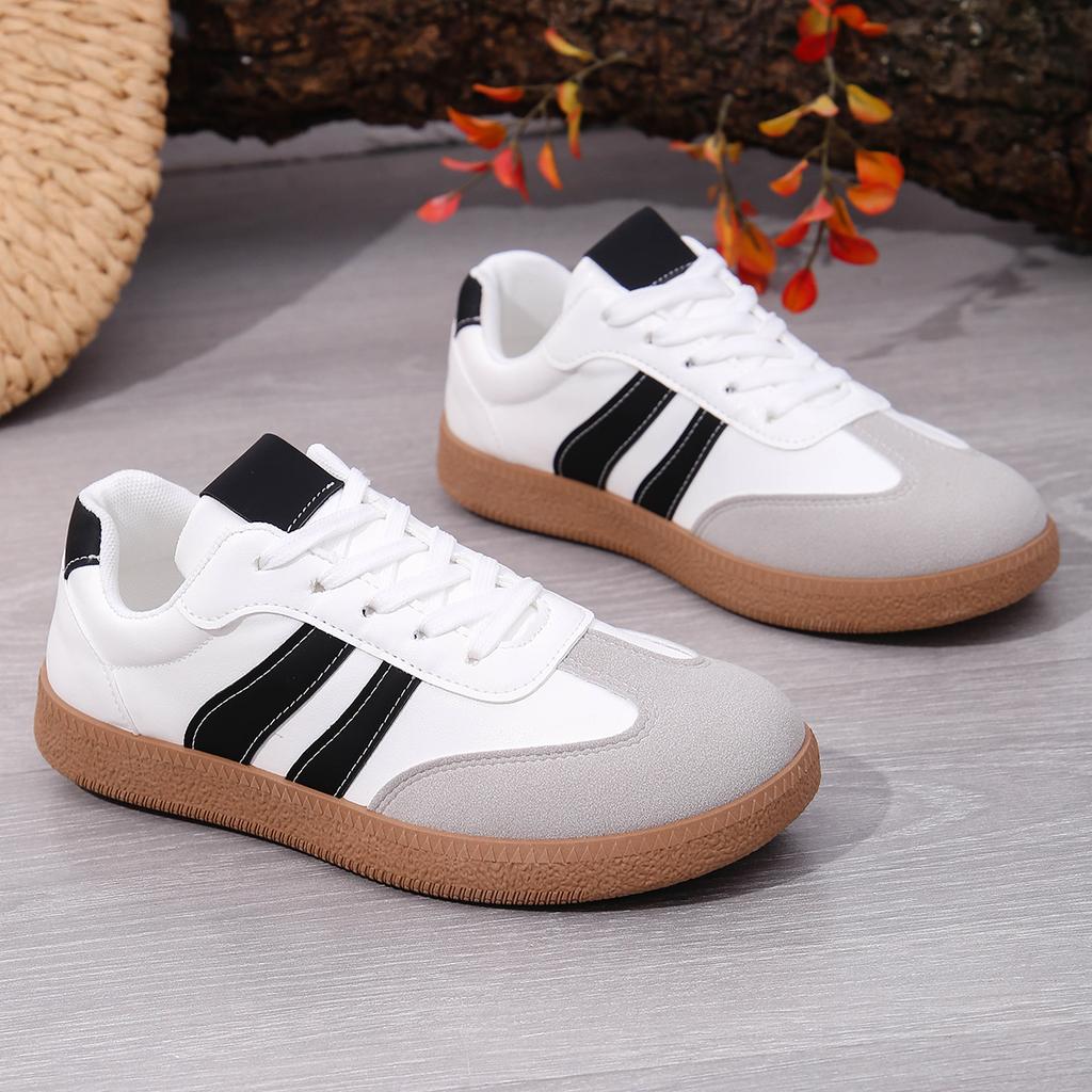 Women's  Wine Red Flat Sneakers   White Striped Thick Sole Casual Shoes Woman Light Streetwear Vulcanize Shoes