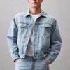 Calvin Klein Loose Minimalist Button Long Sleeve Denim Jacket Men Jackets Blue 40EM740-400