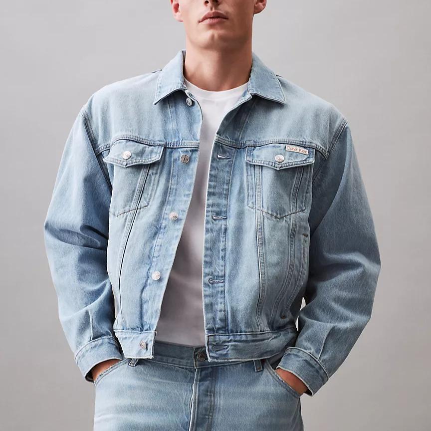 Calvin Klein Loose Minimalist Button Long Sleeve Denim Jacket Men Jackets Blue 40EM740-400