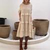 2025 Spring/Summer Women's Long-Sleeved Patchwork Ruffle Dress