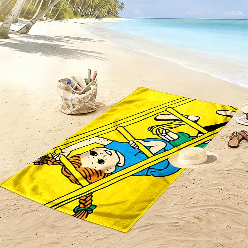 Pippi Longstocking Print Beach Towel, Large Soft Quick Dry Towel for Beach Camping Swimming