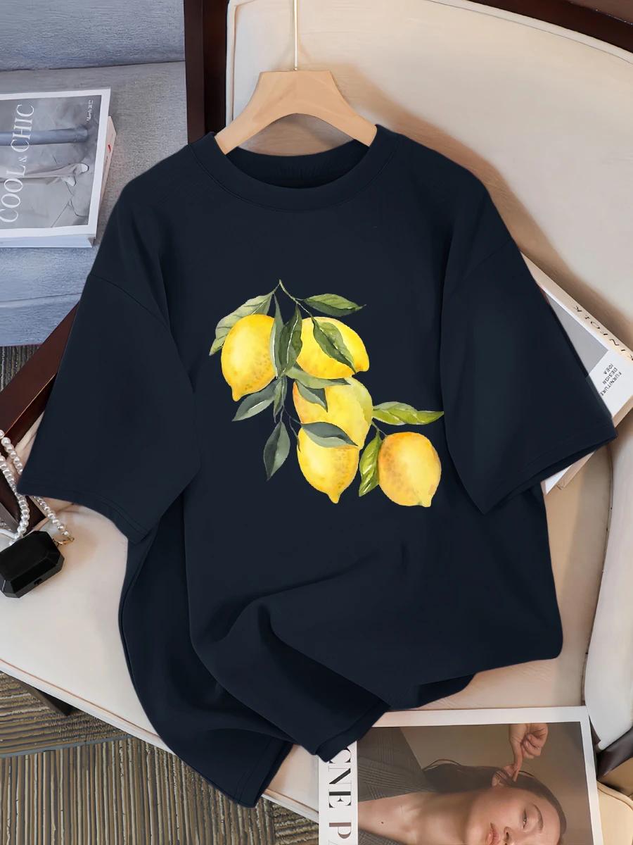 

Creative Lemon Pattern T-shirt Women s Casual Soft Top Fashion Cool T-shirt Clothing Street Summer Women s Short Sleeve S