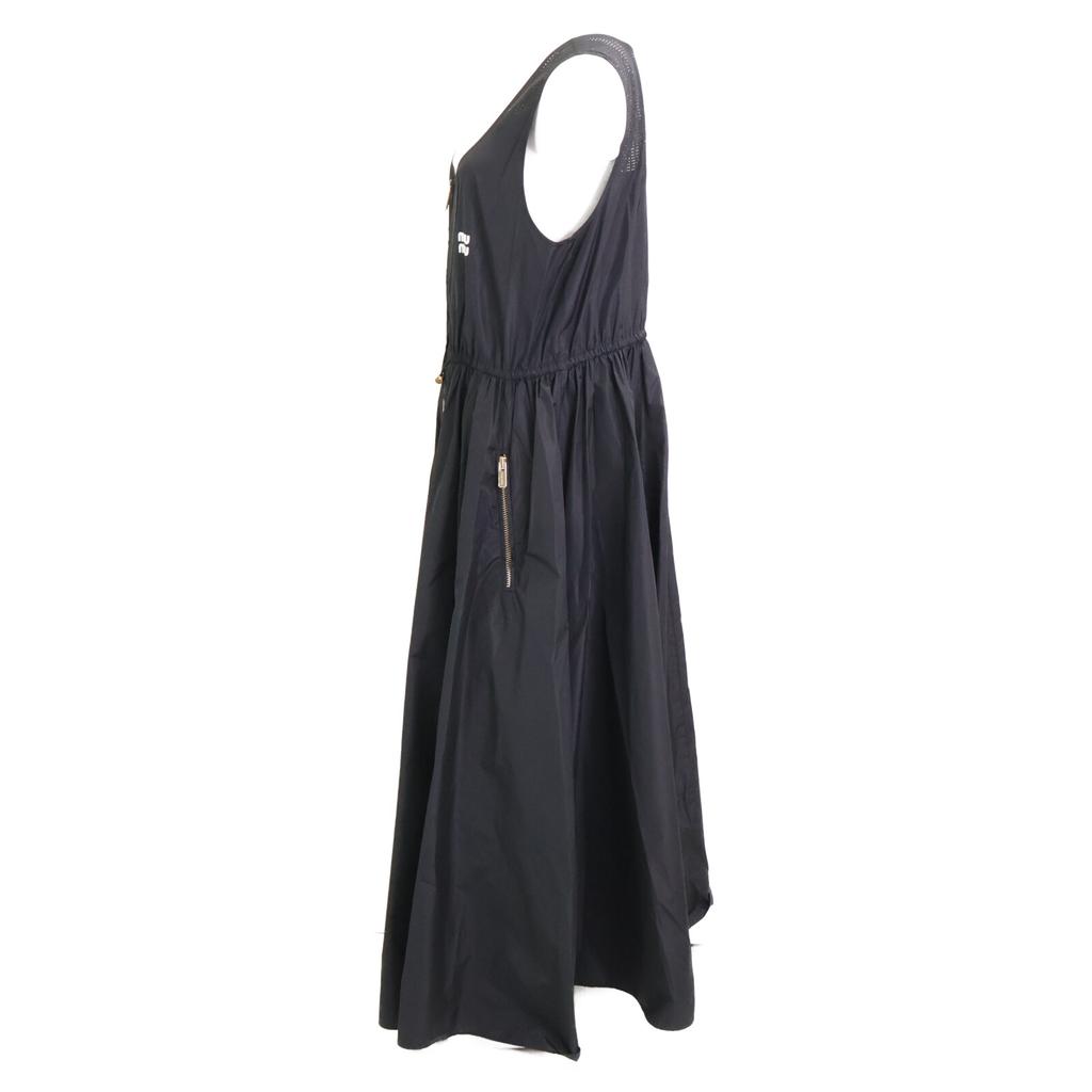 MIUMIU [Domestically Licensed/2010 Model] MF4790 Silk Tech Front Zip Sleeveless Top dress 38 blackUsed
