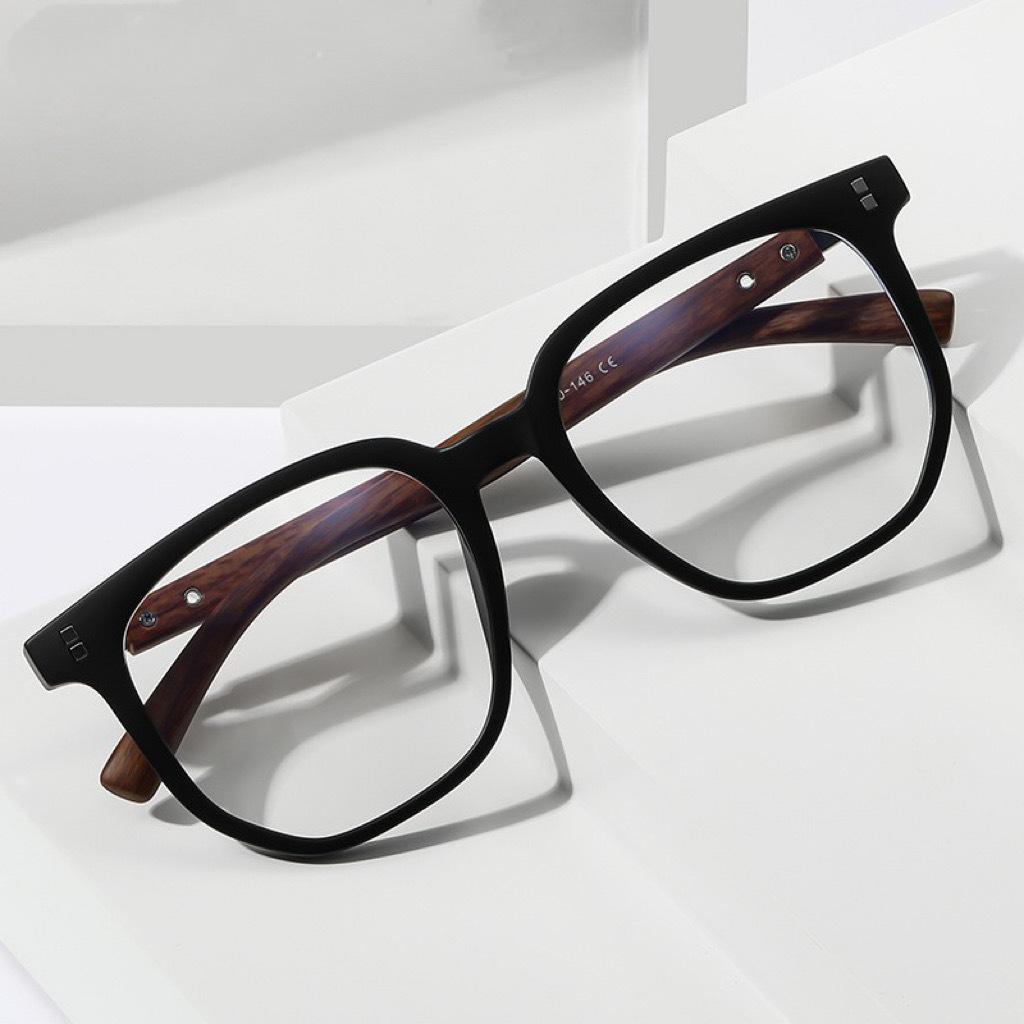 Men'S Neutral Wood Grain Metal Frame Myopia Glasses Myopia Glasses Women'S Glasses 0-1.0-1.5-2.5-3.5 Myopia Glasses