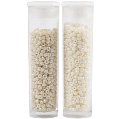 Seed Beads - Beige and Pearly - 1.7 Mm - Pack of 2 Bottles of 7 G