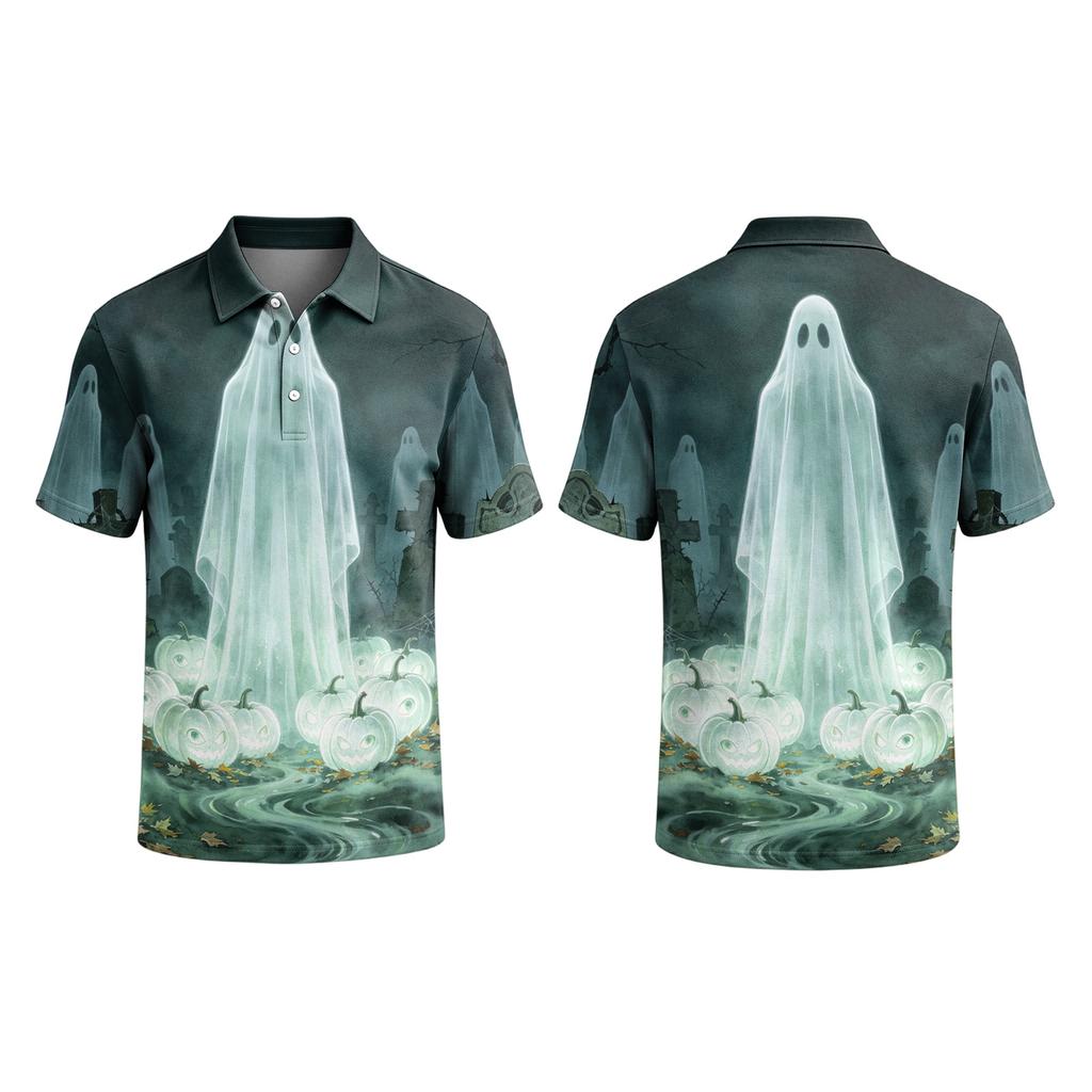 Men's Short Sleeve Shirt Halloween Print for Casual Parties and Daily Outings