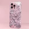 Glänzendes Schmetterlingsmuster Rosa Metallic Lack Glas Harte Handyhülle Für iPhone 17Air 17 16 15 14 13 12 11 Pro Max Plus 16E Hülle